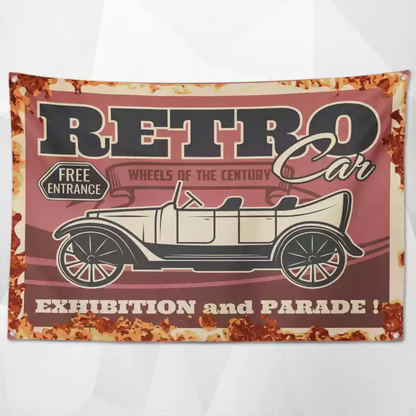 Retro Car Service Flags(Collection Two) – Vintage Automotive Decor for Professional Shops
