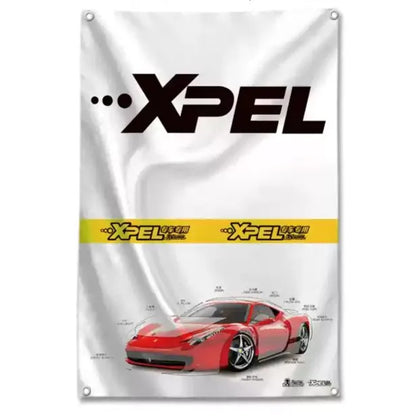 Vertical Shop Flags – Long & Narrow Banners Featuring Top Wrapping, PPF, and Detailing Brands for Professional Decor